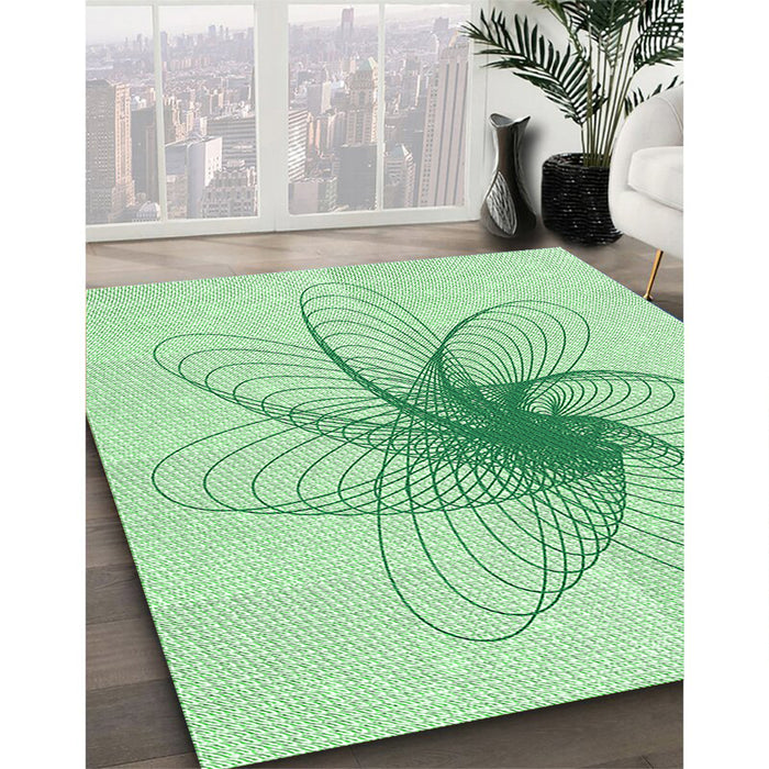 Machine Washable Transitional Mint Green Rug in a Family Room, wshpat3354grn