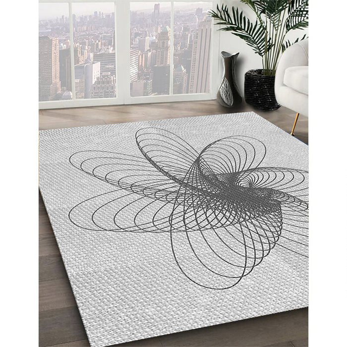 Patterned Platinum Gray Rug in Family Room, pat3354gry