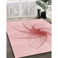 Patterned Pastel Red Pink Rug, pat3354rd