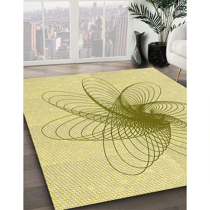 Patterned Sun Yellow Rug in Family Room, pat3354yw