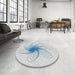 Round Machine Washable Transitional White Smoke Rug in a Office, wshpat3354