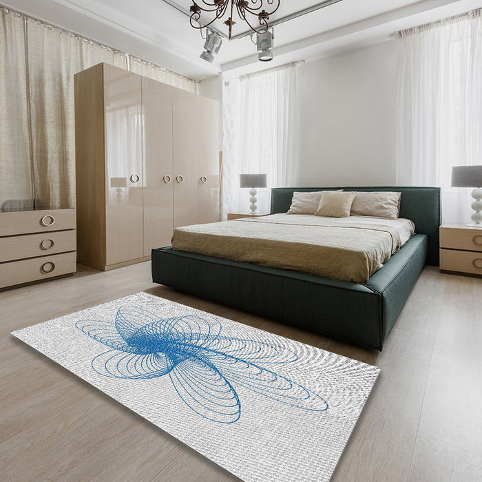 Machine Washable Transitional White Smoke Rug in a Bedroom, wshpat3354