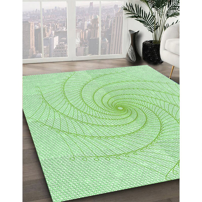 Patterned Mint Green Rug in Family Room, pat3355grn
