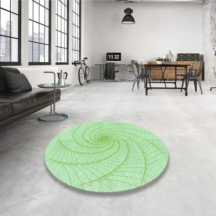 Round Patterned Mint Green Rug in a Office, pat3355grn