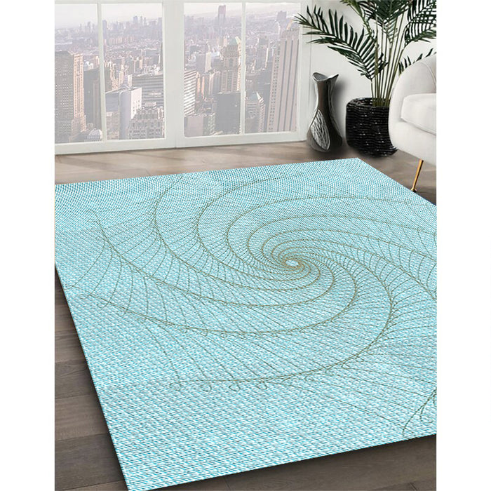 Patterned Diamond Blue Rug in Family Room, pat3355lblu