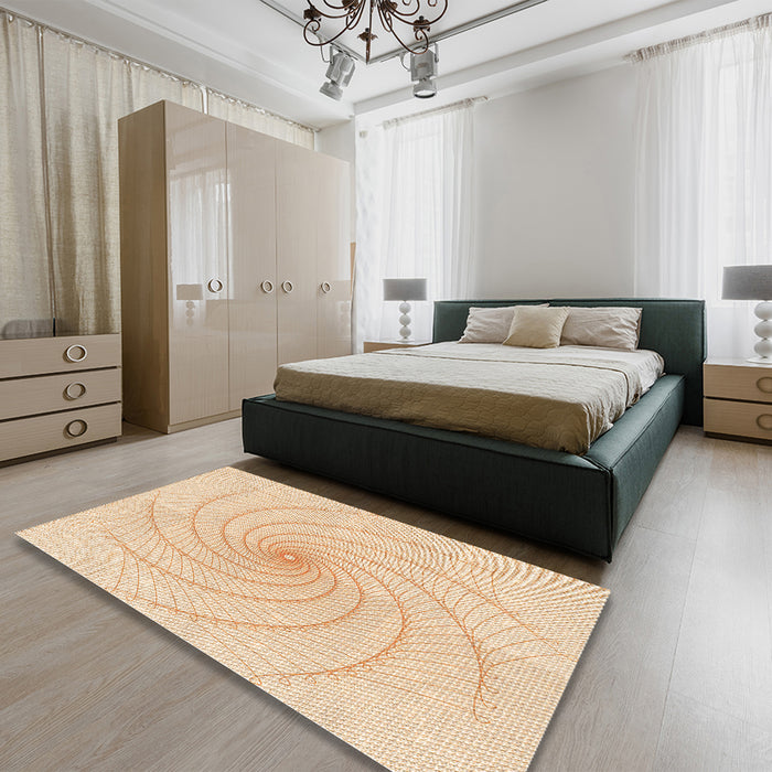 Patterned Orange Rug in a Bedroom, pat3355org