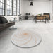Round Patterned Off-White Novelty Rug in a Office, pat3355