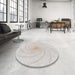 Round Machine Washable Transitional White Smoke Rug in a Office, wshpat3355