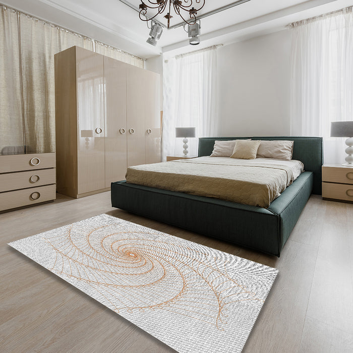 Patterned Off-White Novelty Rug in a Bedroom, pat3355