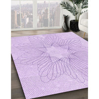 Patterned Bright Lilac Purple Rug, pat3356pur