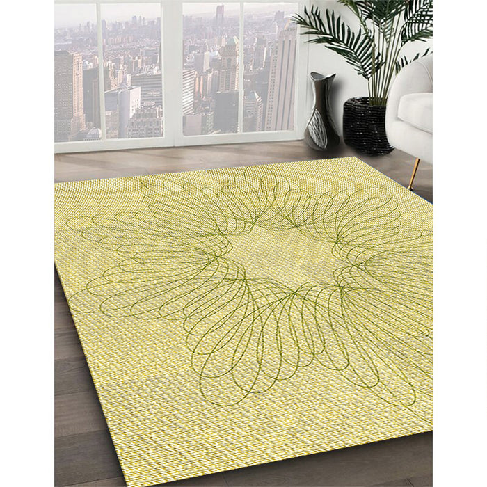 Machine Washable Transitional Sun Yellow Rug in a Family Room, wshpat3356yw