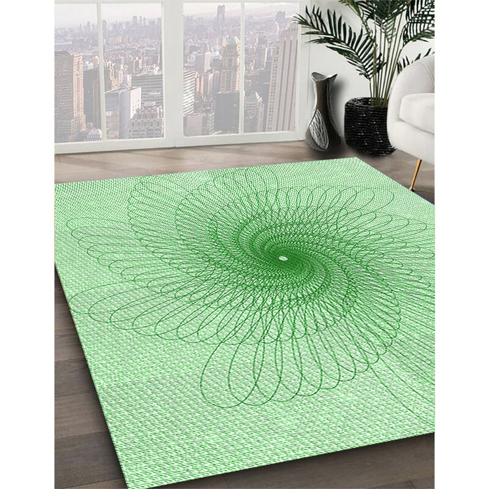 Patterned Mint Green Rug in Family Room, pat3357grn