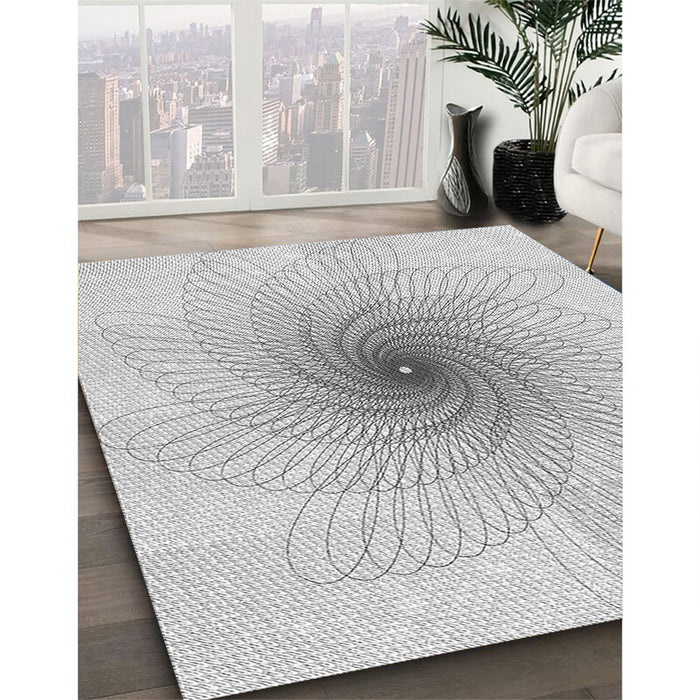 Patterned Platinum Gray Rug in Family Room, pat3357gry