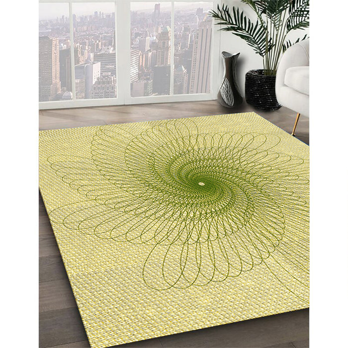 Patterned Sun Yellow Rug in Family Room, pat3357yw