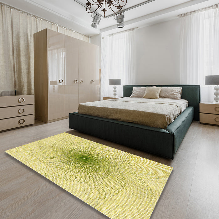 Patterned Sun Yellow Rug in a Bedroom, pat3357yw