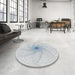 Round Machine Washable Transitional Silver Gray Rug in a Office, wshpat3358