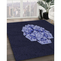 Patterned Black Rug, pat3359blu