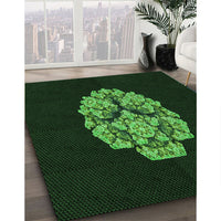 Patterned Black Rug, pat3359grn