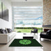 Machine Washable Transitional Black Rug in a Kitchen, wshpat3359grn