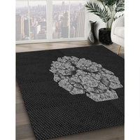 Patterned Black Rug, pat3359gry