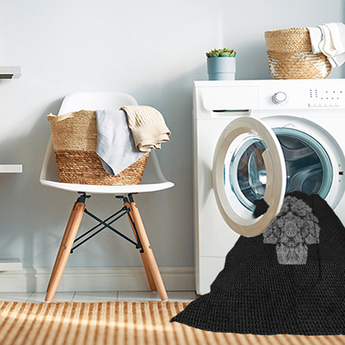 Machine Washable Transitional Black Rug in a Washing Machine, wshpat3359gry