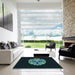 Square Patterned Black Rug in a Living Room, pat3359lblu