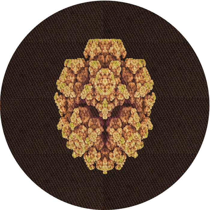 Square Patterned Saddle Brown Rug, pat3359org