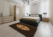Patterned Saddle Brown Rug in a Bedroom, pat3359org