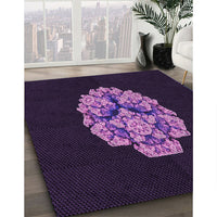 Patterned Deep Purple Rug, pat3359pur