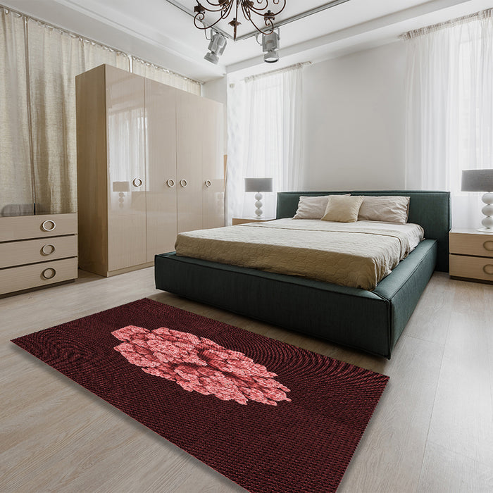 Patterned Chocolate Brown Rug in a Bedroom, pat3359rd