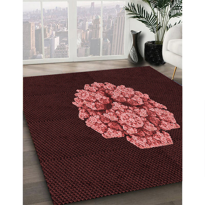 Patterned Chocolate Brown Rug in Family Room, pat3359rd