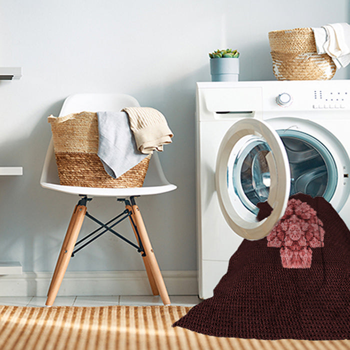 Machine Washable Transitional Chocolate Brown Rug in a Washing Machine, wshpat3359rd