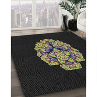 Patterned Carbon Gray Novelty Rug, pat3359