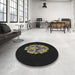 Round Patterned Carbon Gray Novelty Rug in a Office, pat3359