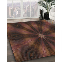 Patterned Sienna Brown Novelty Rug, pat335