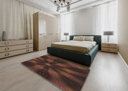 Patterned Sienna Brown Novelty Rug in a Bedroom, pat335
