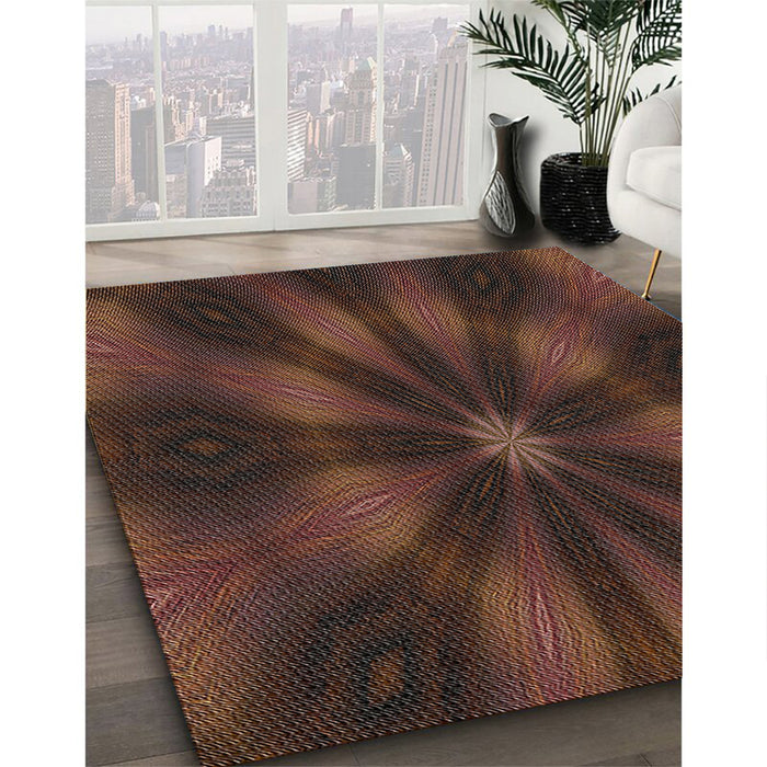 Patterned Sienna Brown Novelty Rug in Family Room, pat335