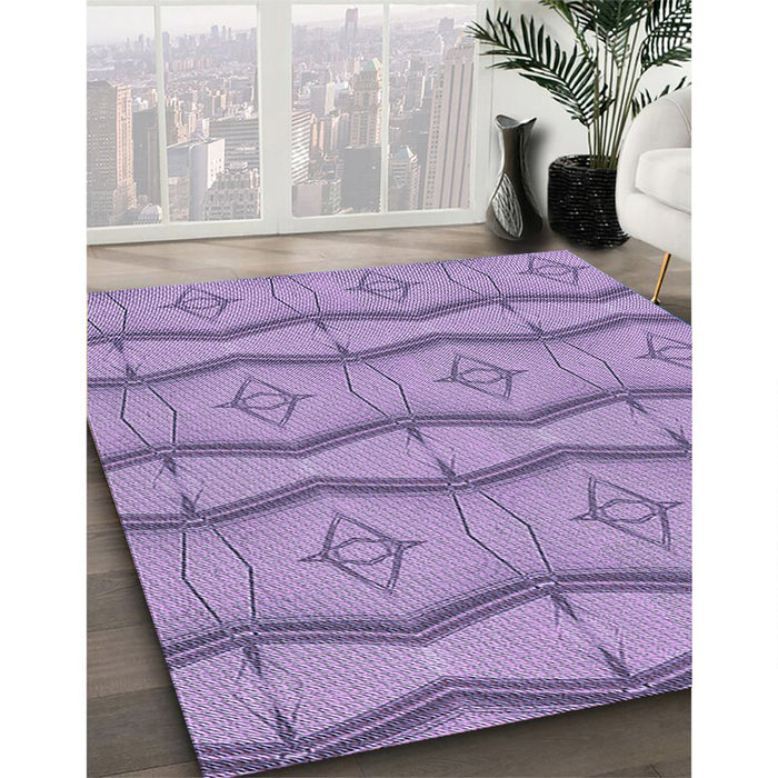 Patterned Bright Lilac Purple Rug in Family Room, pat336blu