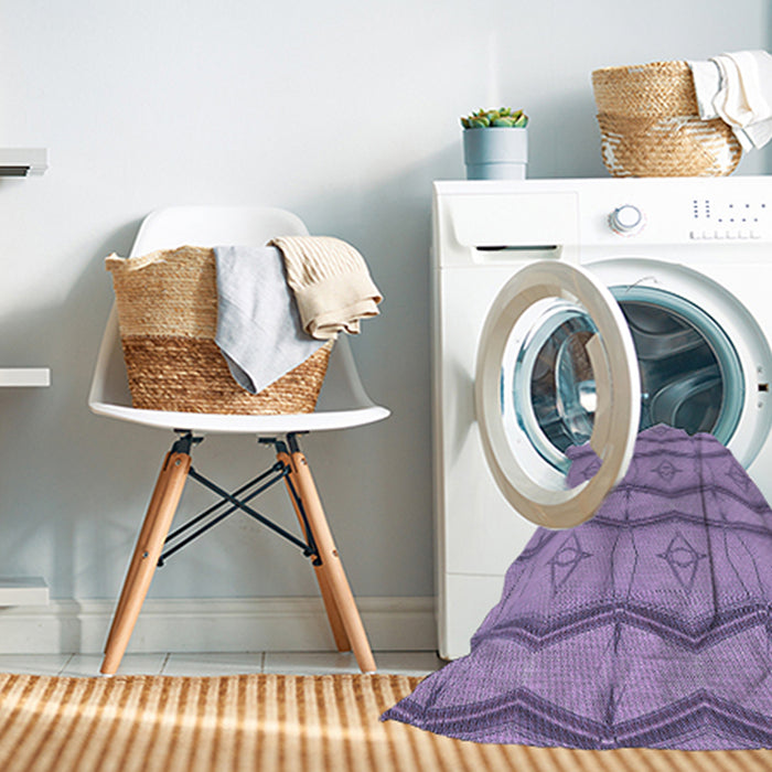 Machine Washable Transitional Bright Lilac Purple Rug in a Washing Machine, wshpat336blu