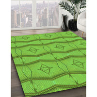 Patterned Bright Green Rug, pat336grn