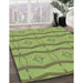 Patterned Olive Green Rug in Family Room, pat336lblu