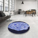 Round Patterned Sky Blue Rug in a Office, pat3360blu