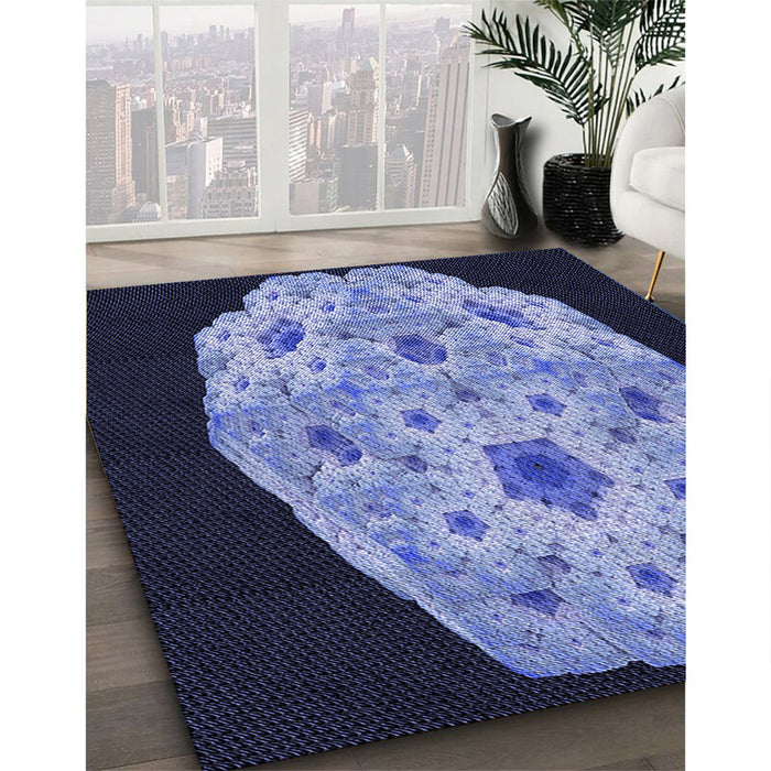Patterned Sky Blue Rug in Family Room, pat3360blu