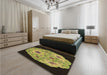 Patterned Midnight Gray Rug in a Bedroom, pat3360brn