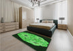 Patterned Dark Forest Green Rug in a Bedroom, pat3360grn