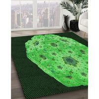 Patterned Dark Forest Green Rug, pat3360grn