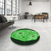 Round Patterned Dark Forest Green Rug in a Office, pat3360grn