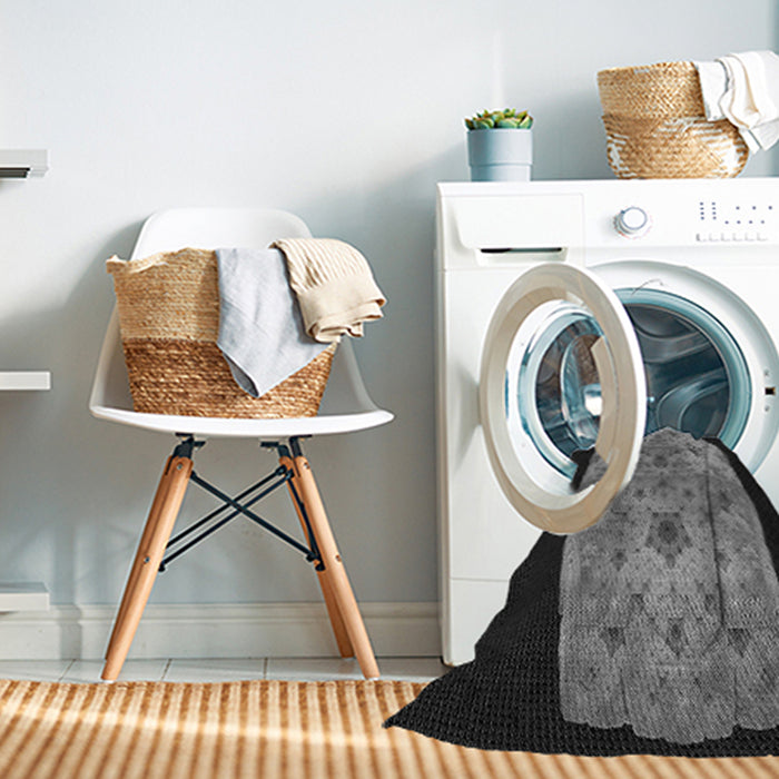 Machine Washable Transitional Charcoal Black Rug in a Washing Machine, wshpat3360gry