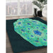 Machine Washable Transitional Deep Teal Green Rug in a Family Room, wshpat3360lblu