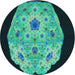 Square Patterned Deep Teal Green Rug, pat3360lblu